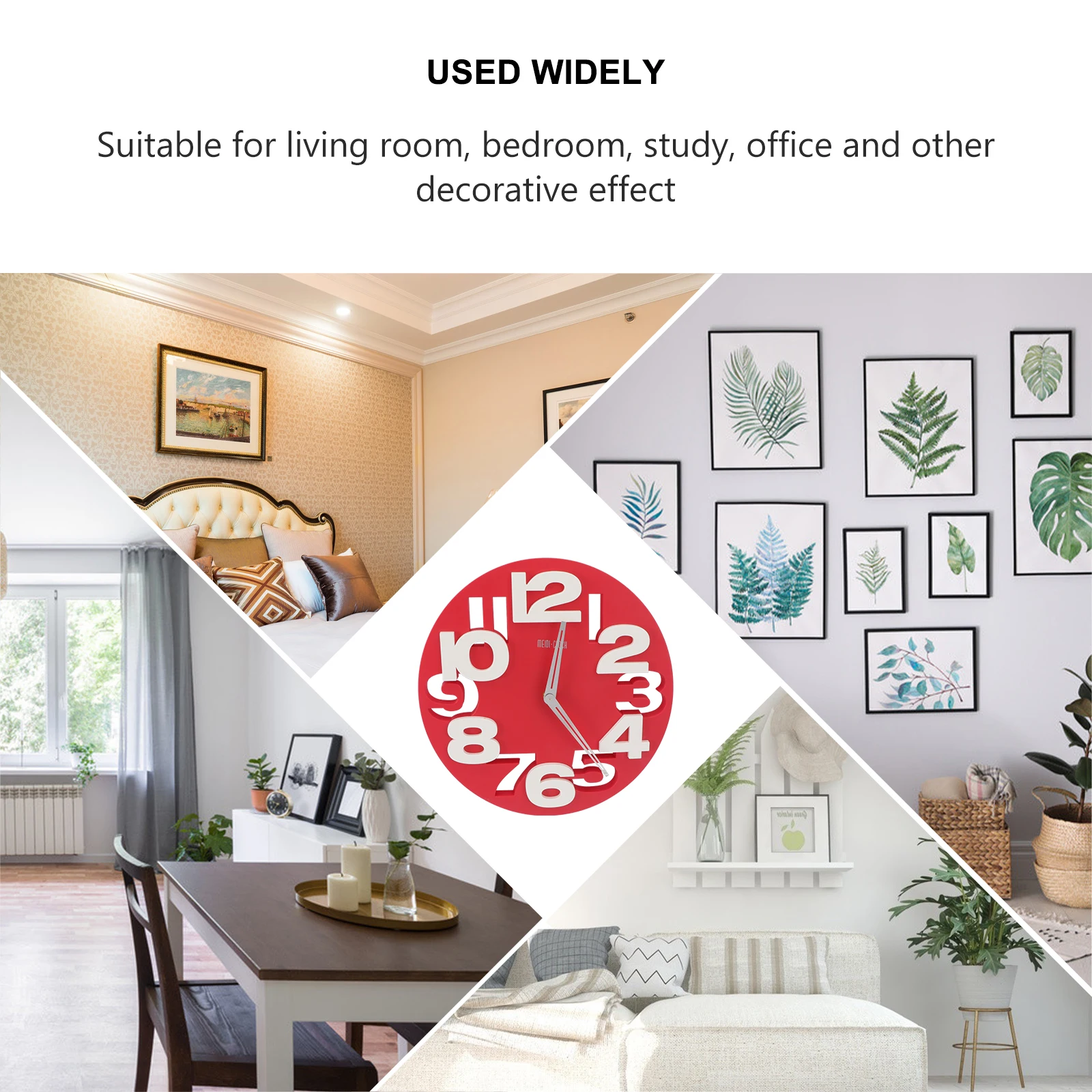DIY Creative Round Wall Clock Vintage Decor Frameless 3D Big Digit Modern Office Clocks