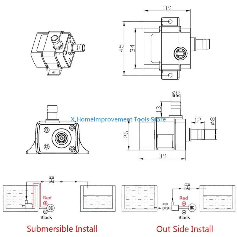 Mini DC12V cho máy bơm nước chìm động cơ không chổi than 240L/H 31KA