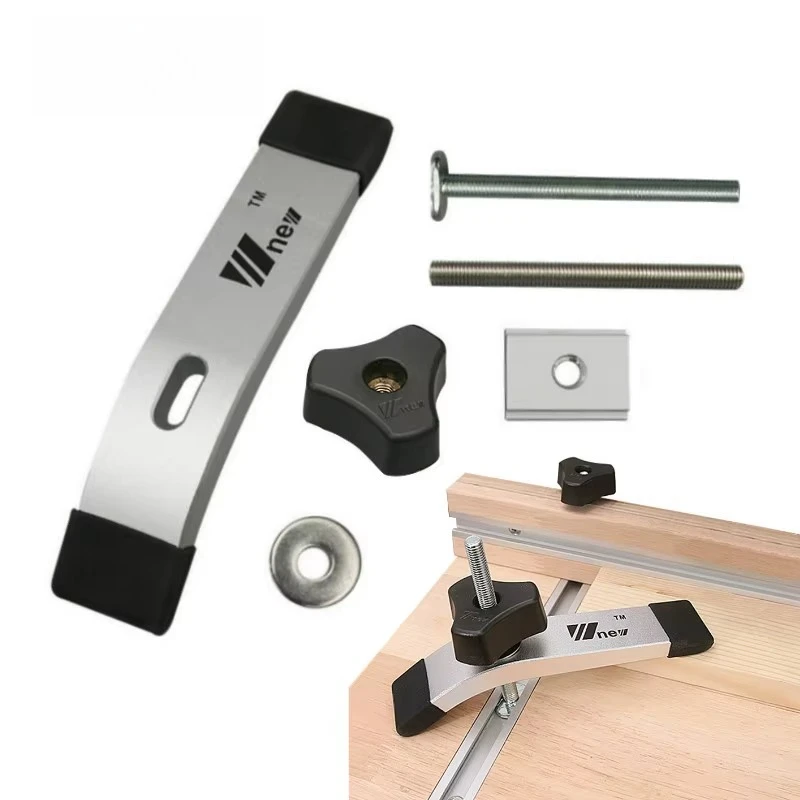 Woodworking T Track Slider M8 T Screw M8 Nut Saw Table Acting Hold Down Clamp for T-Slot T-Track Wood Work DIY Tools