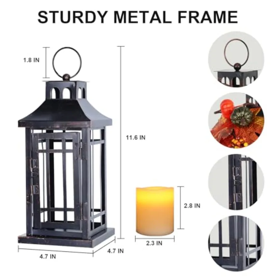 Set of 2 Fall LED Candle Lantern Decorative Indoor and Outdoor, 11