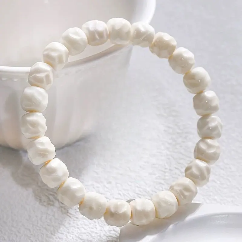 Exquisite jewelry white jade phaseless bodhi old type beads loose beads ceramic bodhi bracelet diy cultural toy diamond star
