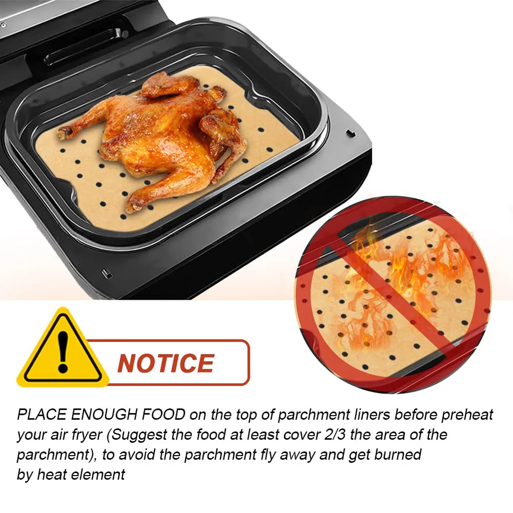 Air Fryer Parchment Paper Non-stick Perforated Airfryer Liner - 6-in-1 Indoor Grill Baking Tools for Ninja Foodi Smart XL FG551