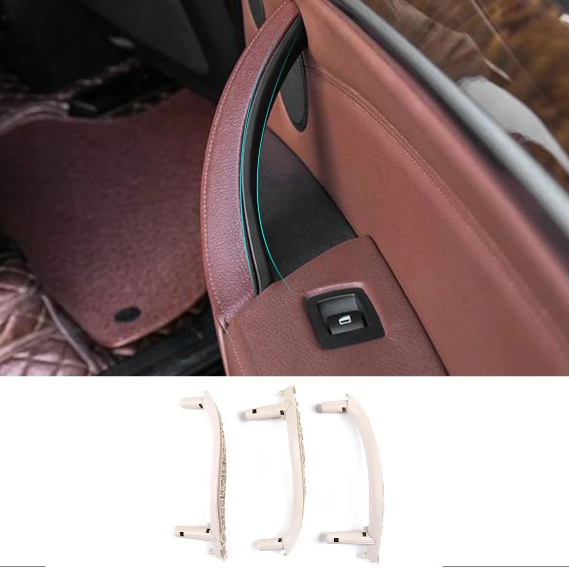 3Pcs Car Inner Door Panel Interior Handle Pull Trim Cover Styling Accessories for BMW F15 X5 F16 X6 2014-2018