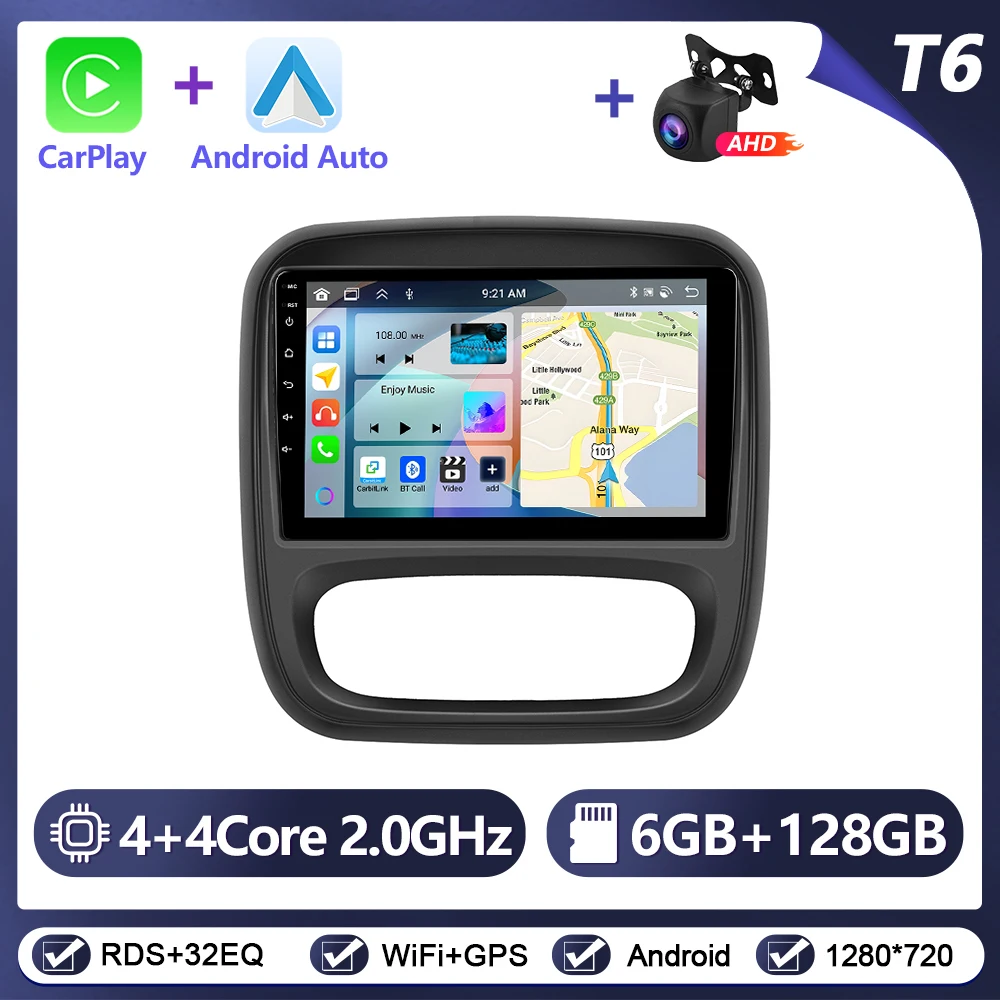 Podofo CarPlay Android Auto autoradio voor Renault TRAFIC/Opel VIVARO 2015 GPS Intelligent Systems Stereo Multimedia autoradio