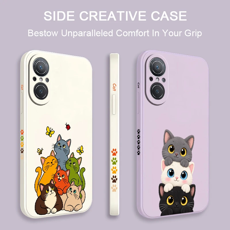 Stacked Cats Case For Huawei Y9 Prime Y7 Pro 2019 Y7A Y9S Nova 6 9 SE 8i 5T 3i P20 P30 P40 Lite E P Smart Z Plus Soft Shockproof - view 2