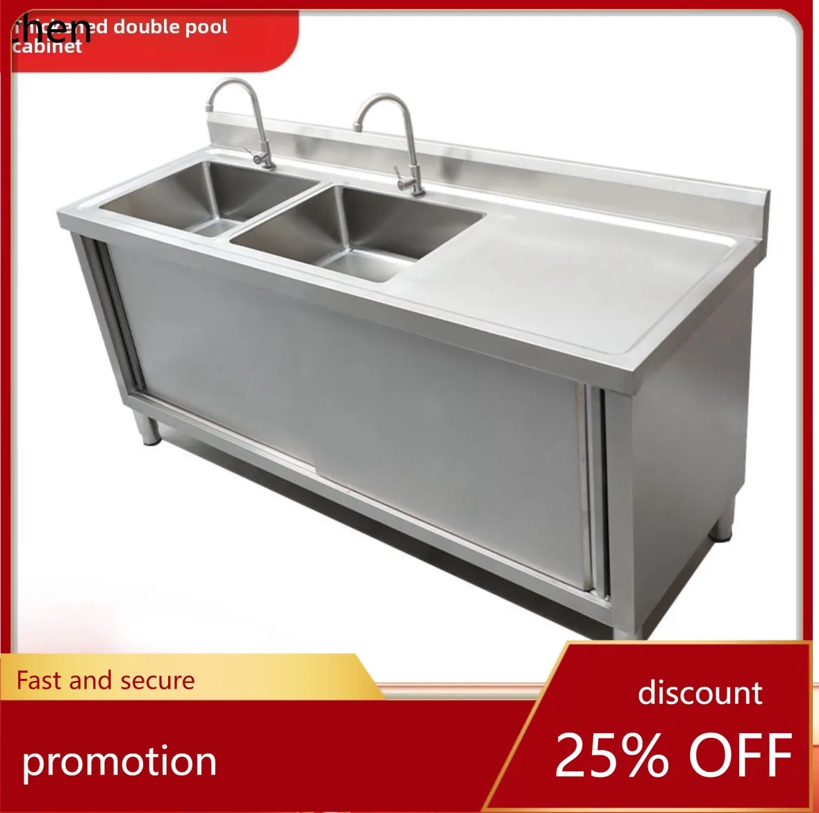 

CZ Thickened Stainless Steel Sink Countertop Integrated Double Basin Sink Large Basin Cabinet