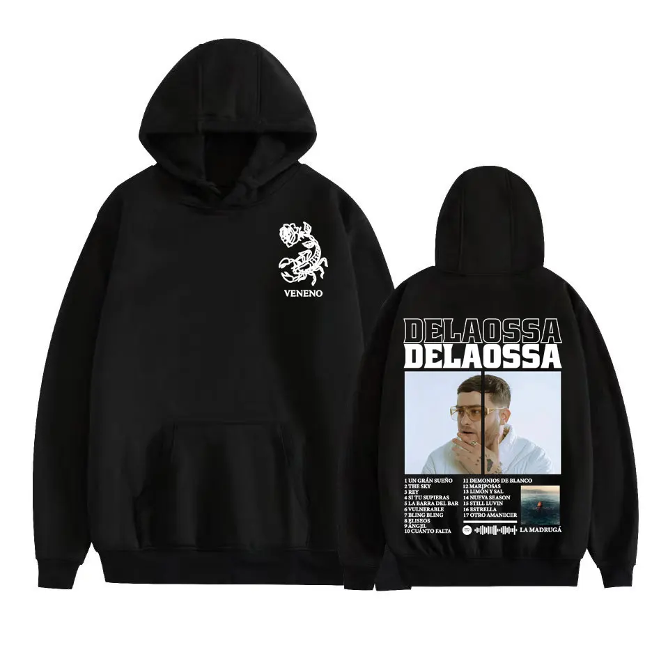 Rapper Delaossa Album Tour 2025 Merch Hoodie Pria Wanita Harajuku Hip Hop Musik Pop Kaus Kasual Nyaman Hoodie Besar