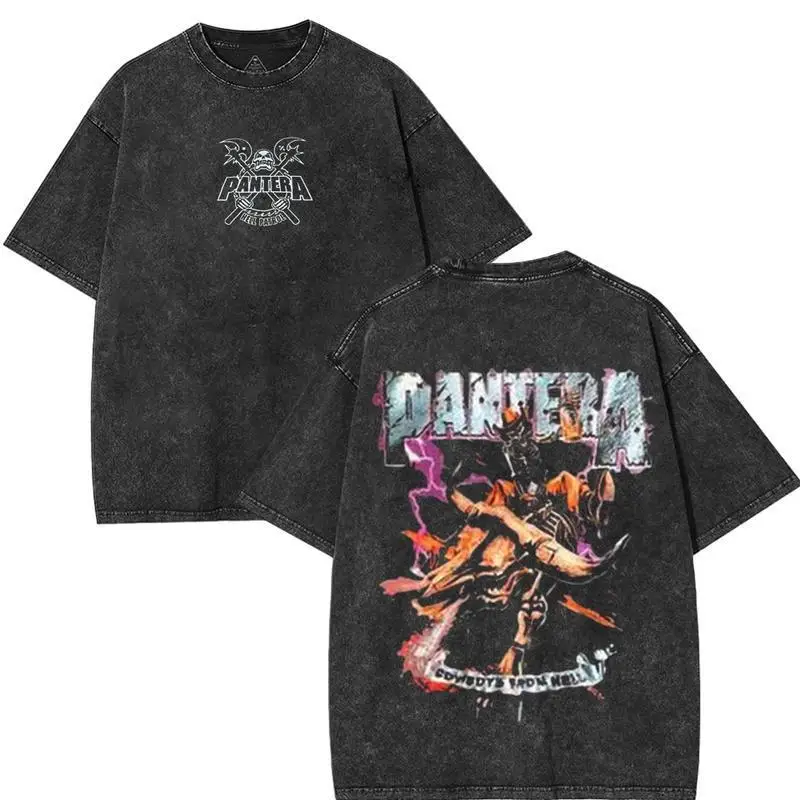 

Retro Limited Pantera Album Cowboys From Hell T-Shirt, Rock Band Unisex Oversized Cotton Washed Tee, Heavy Metal Grunge Gothic E