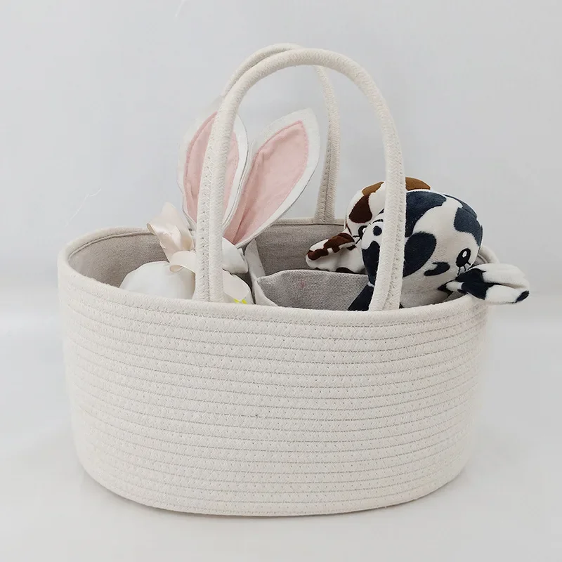 Baby Storage Nursery Organizer Travel Out Portable Mommy Bag Cotton Rope Diaper Bag Storage Bag Baby Diaper Storage Basket