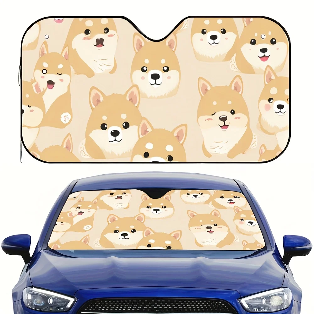 1pc Shiba Delight Car Sun Visor With Cute Shiba Inu Dog Pattern - Fit Sun Glare Reduction Visor For Daily Commute & Family Vehic