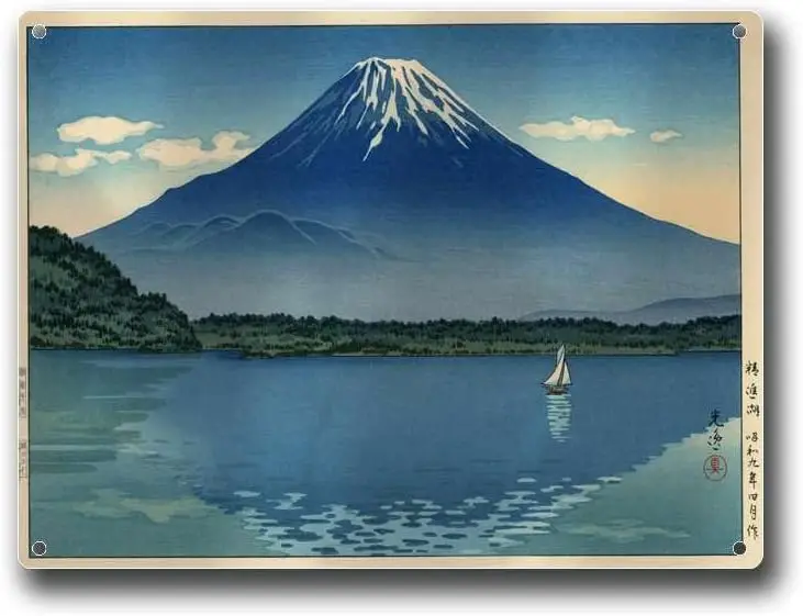 Metal Tin Signs Tsuchiya Vintage Art (1934) Japanese Ukiyoe Mount Fuji Metal Tin Signs 12x16inch Tin Sign 1pc sign sign