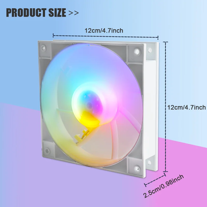MANMU Kipas Pendingin Komputer Rpm Tinggi Kipas Casing Rgb 120Mm Pendingin Cpu Pendingin Rgb untuk Kipas Casing Komputer 2pin