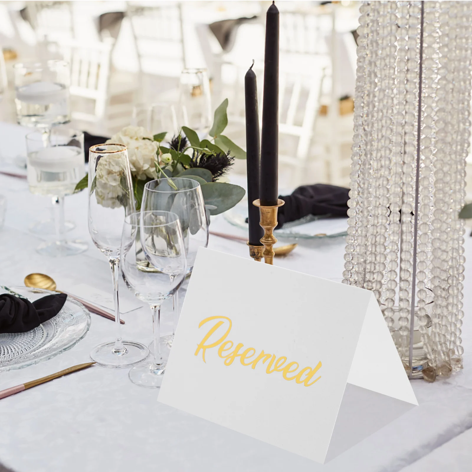 

50Pcs Reserved Table Signs Double Sided Paper Cards Tent Style for Wedding Party Banquet Dinner Reserved Table Signs
