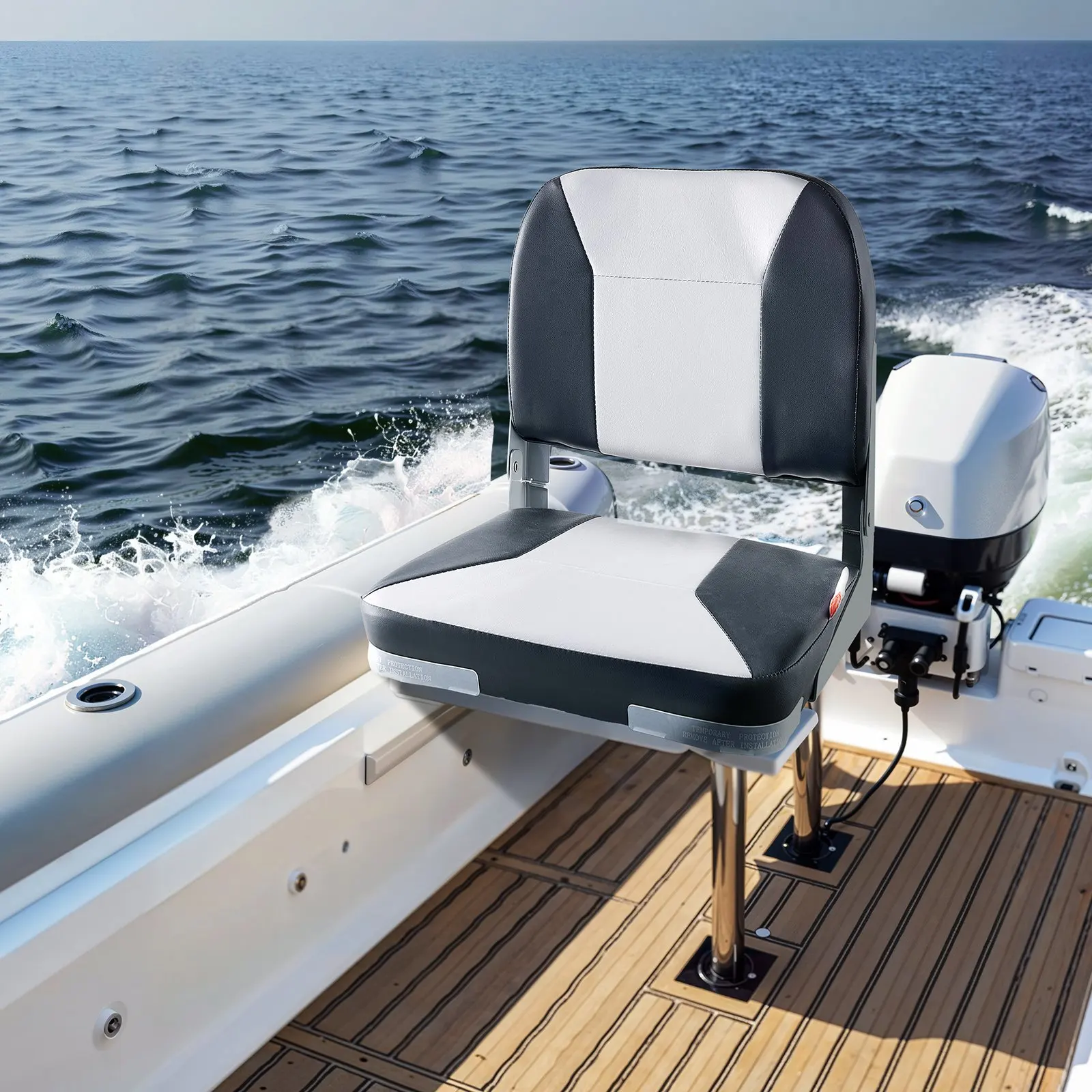 

Boat Seat, Low Backrest, Folding Fishing Boat Seat with Thickened Sponge Cushion & Waterproof PVC Leather, Aluminum Alloy Hin