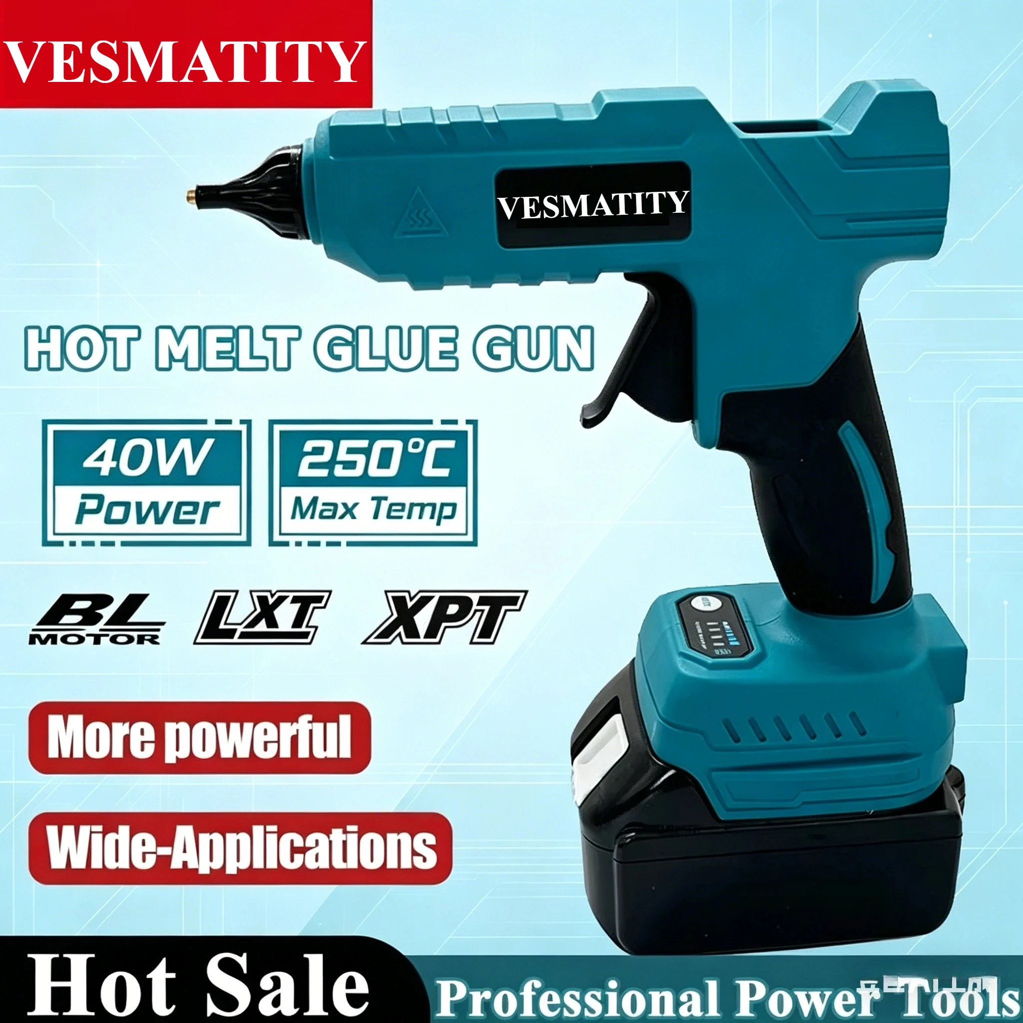 Electric Handheld Cordless Hot Glue Gun Repair DIY Hot Melt Welding Hot Air Gun Anti-scald NozzleTool For 18V-20V Battery
