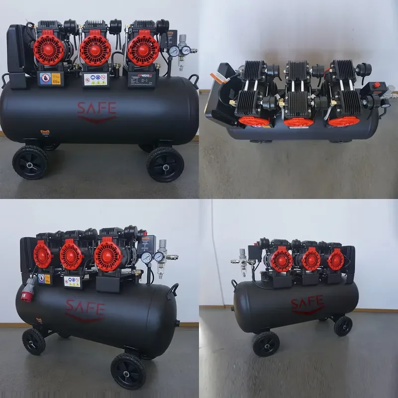 [2026] Euro CE Quality High Speed Can Long Time Use 230V/400V 100L 1.5KW*3 64mm Piston 10BAR 768L/MIN 68DB Oil-Free Air