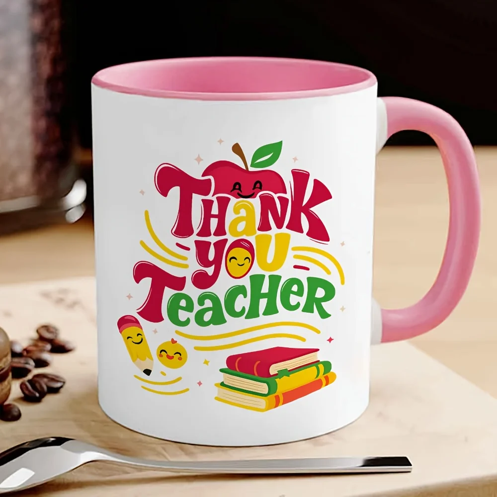 Tasse à café/thé en céramique noire « Merci M. Professeur » Tasse/Mug imprimé avec un design coloré et festif pour la reconnaissance des enseignants