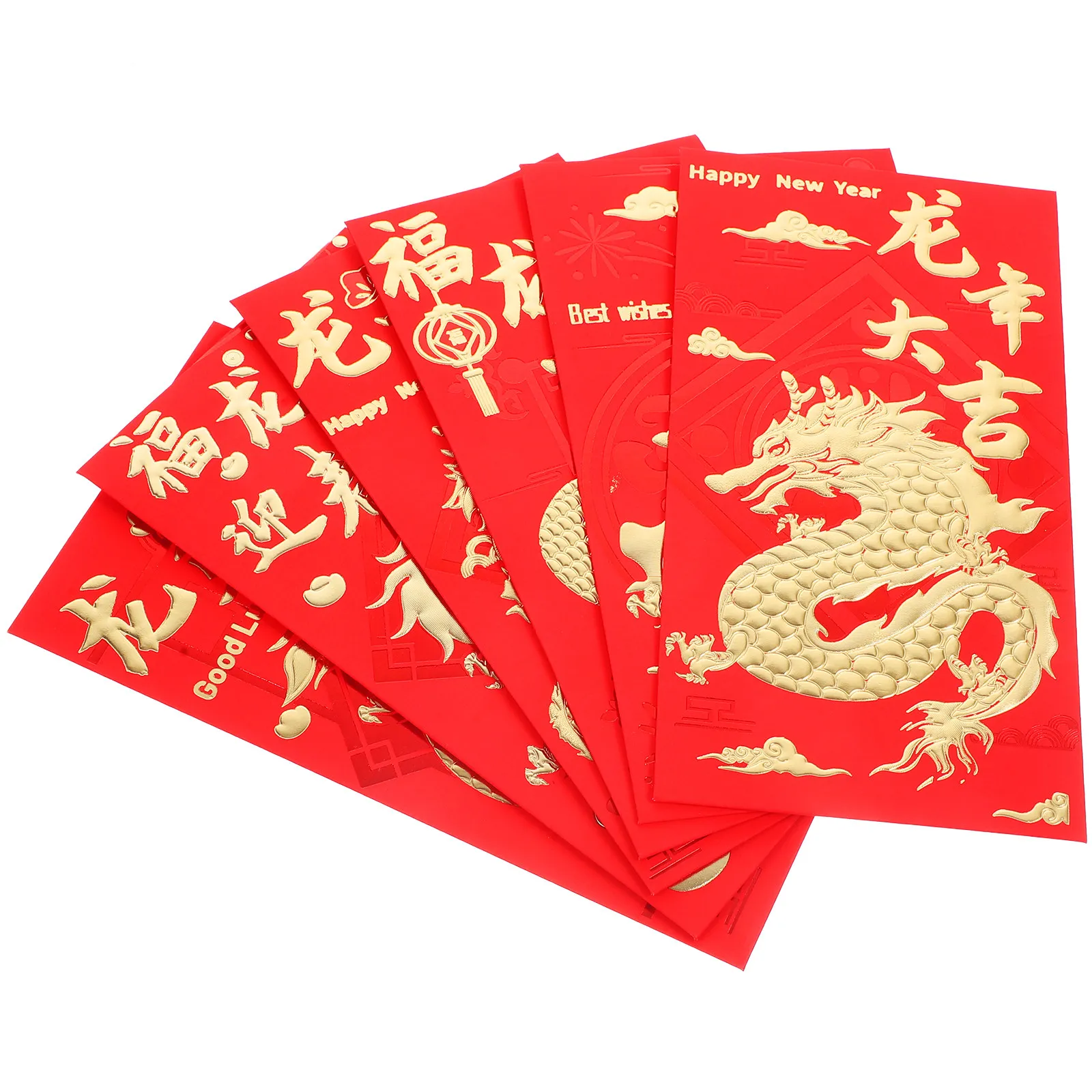 

30Pcs Chinese Red Envelopes Traditional Paper Money Pockets New Year Red Packets with Dragon Pattern Blessings for Family