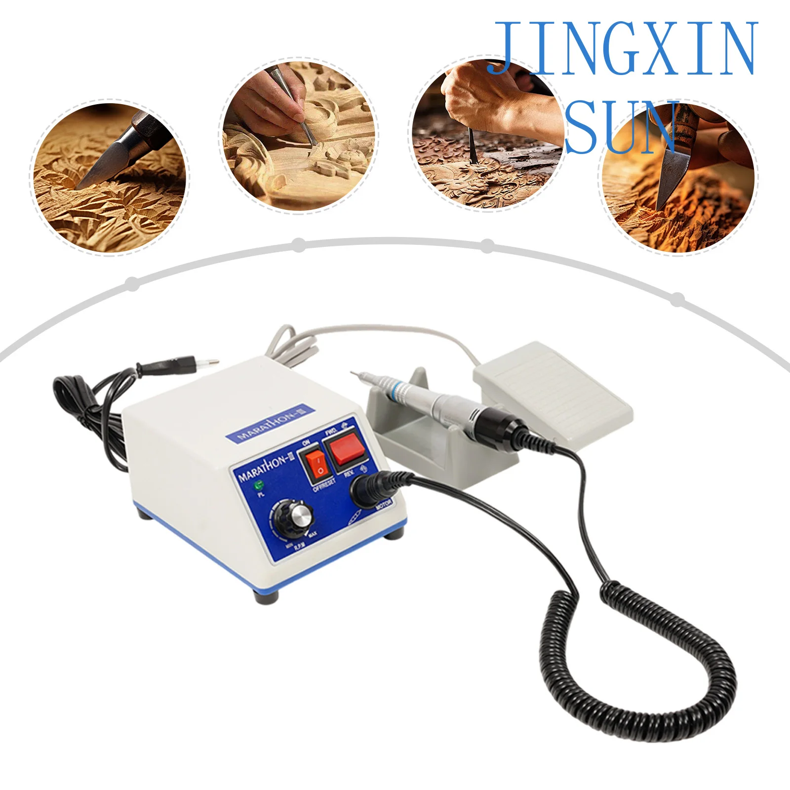 35000RPM Polishing Machine Adjustable DIY Polishing Machine with Bracket Foot Pedal 2 Heads Polishing Machine for Jewelry