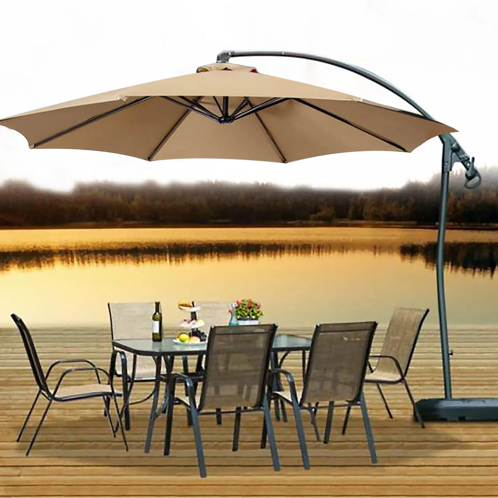 

Breathable Sun Umbrella Canopy, UV-Protected and Waterproof Outdoor Canopy, Easy Install for Patio and Poolside, 2.7 m, 3M