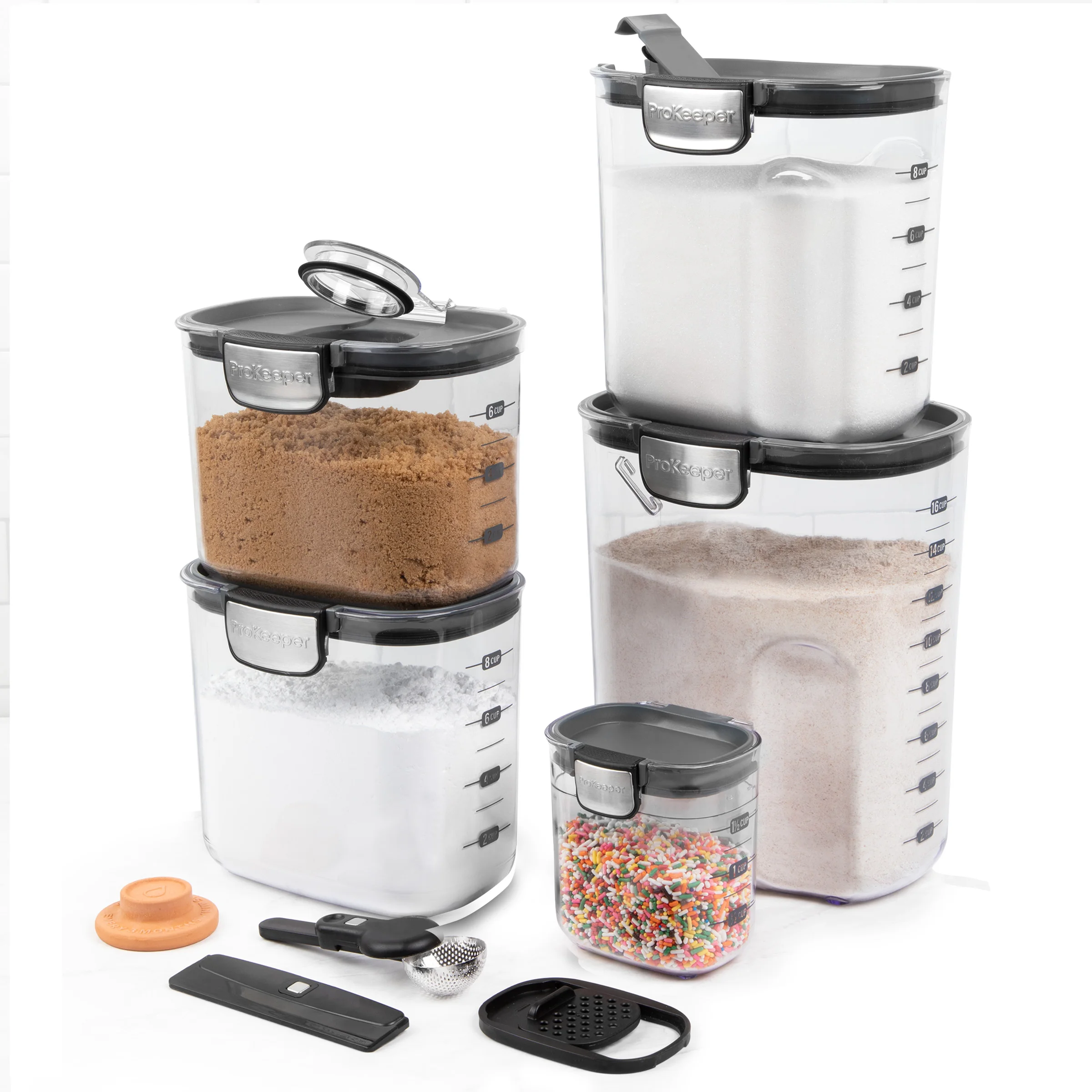 9-Piece Baker's Storage Container Set with Airtight Seal for Pantry Organization