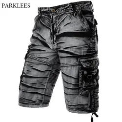 Gray Camo Cargo Shorts Men Cotton Mens Short Pants Comfortable Bermuda Masculina Relaxed Fit Multi-Pocket Pantalon Corto Hombre