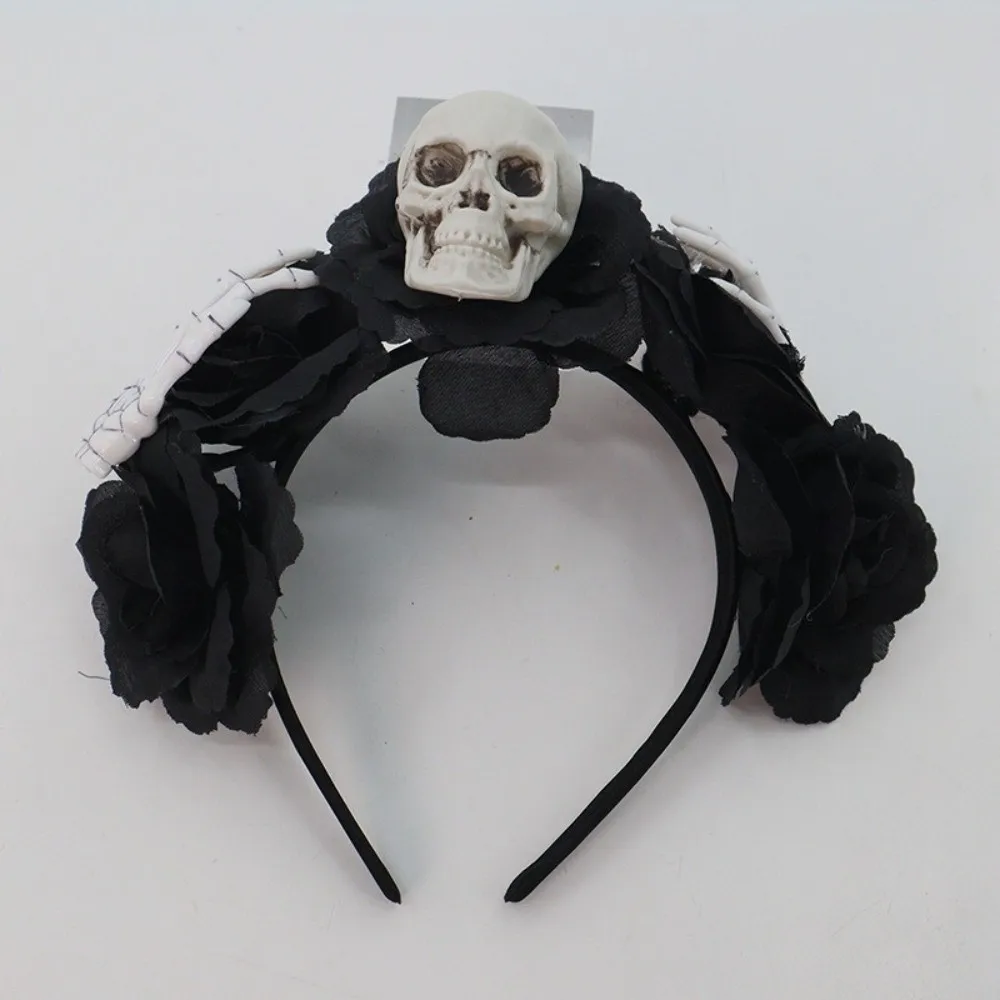 Преувеличенная повязка на голову с черепом, декор на Хэллоуин, имитация цветка, обруч для волос на Хэллоуин, забавная красочная повязка для волос с готическим цветком