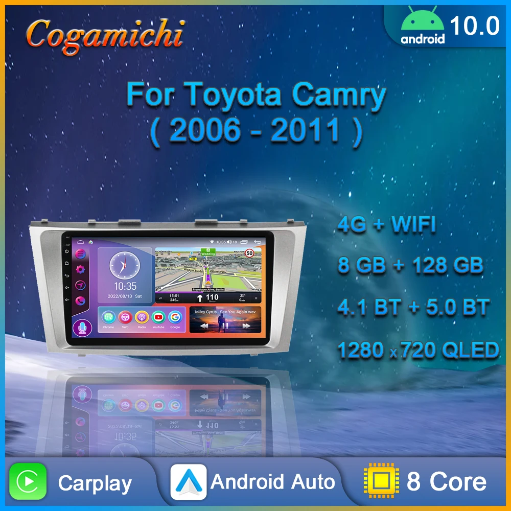 

Автомагнитола для Toyota Camry 7 XV 40 50 2006-2011 Android, мультимедийный видеоплеер, навигация GPS, сенсорный экран Carplay, автостерео