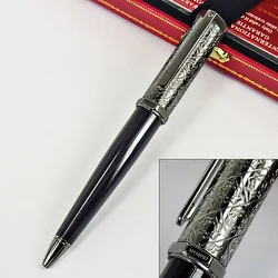 AGD Heptagon S-Dumont CT All Black Snow Pattern Luxury Metal Snowflake Ballpoint Pen Black Trim With Serial Number