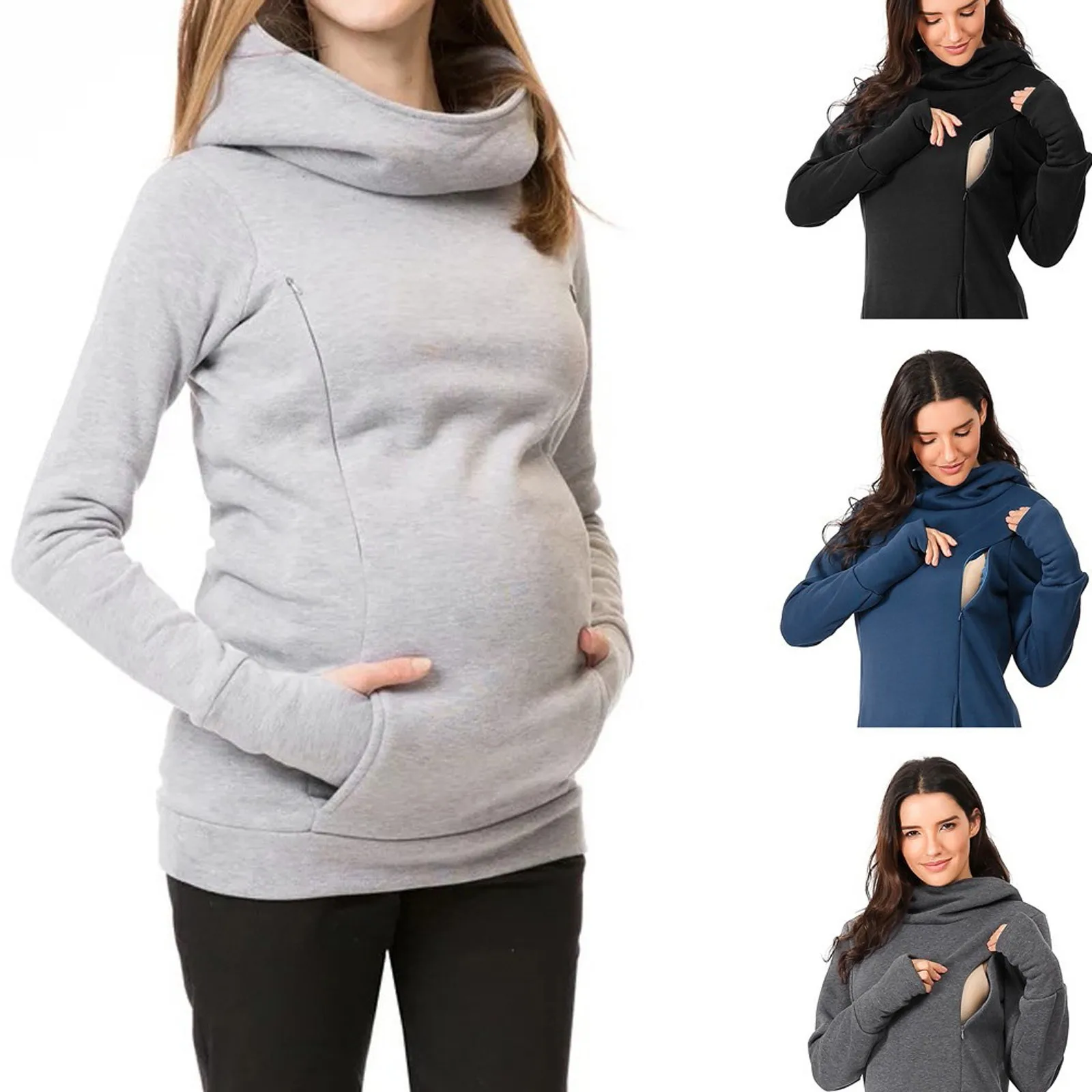 Pregnancy Clothes Pregnant Women Breastfeed Maternity Hooded Breastfeeding Long Women'S Maternity Blouse блузка для беременных