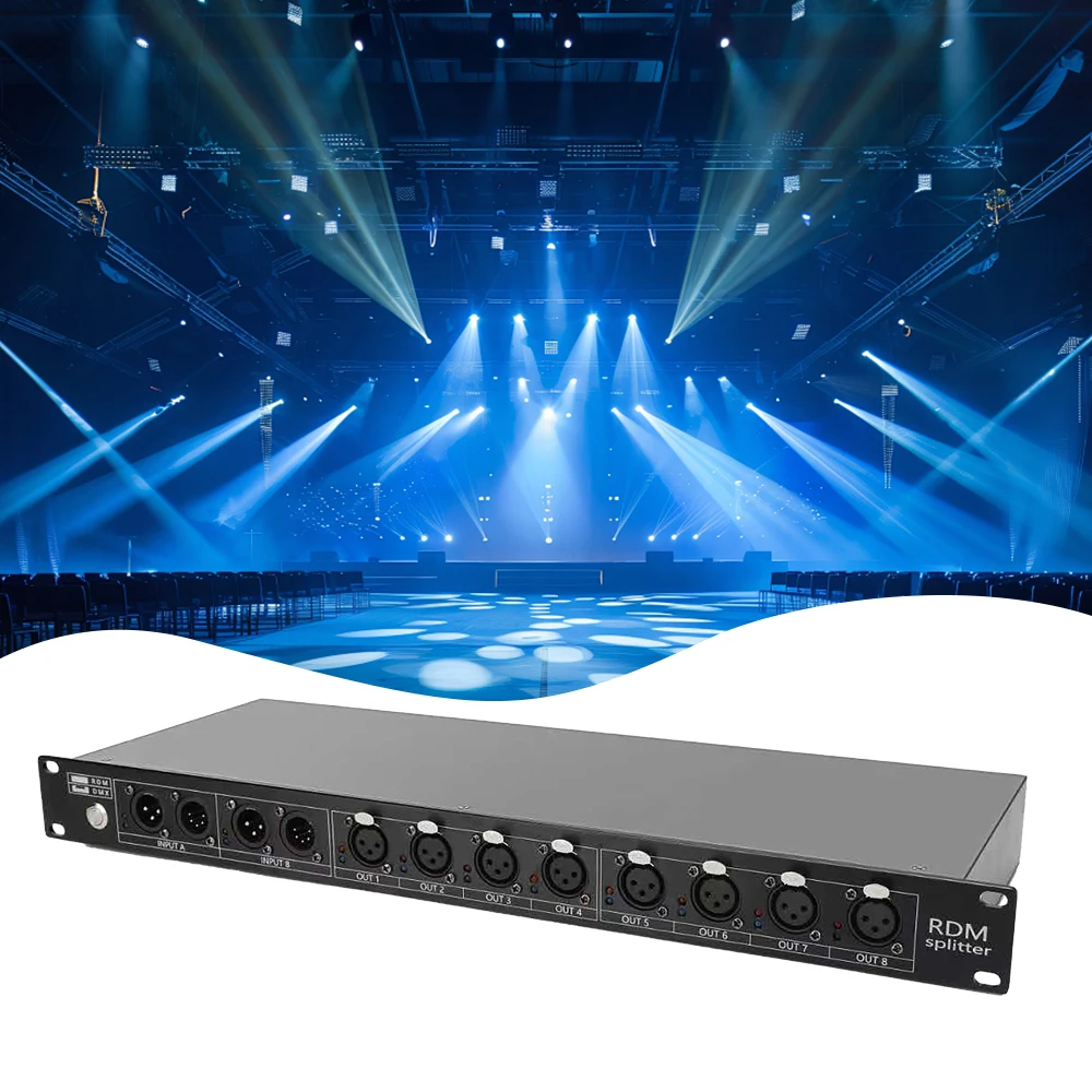 

8-Way DMX Splitter 8x512 Channels with 3-Pin Network Multi Expander Output Satge Lighting Controller For Dj Disco Nightclub