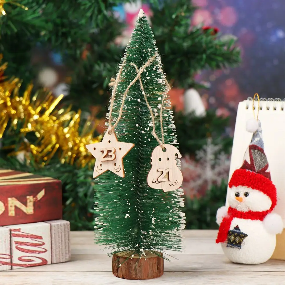 24 pz/set calendari dell'avvento di natale ciondolo in legno numero etichetta conto alla rovescia sacchetti regalo fai da te pacchetto di biscotti Decor cartellini appesi