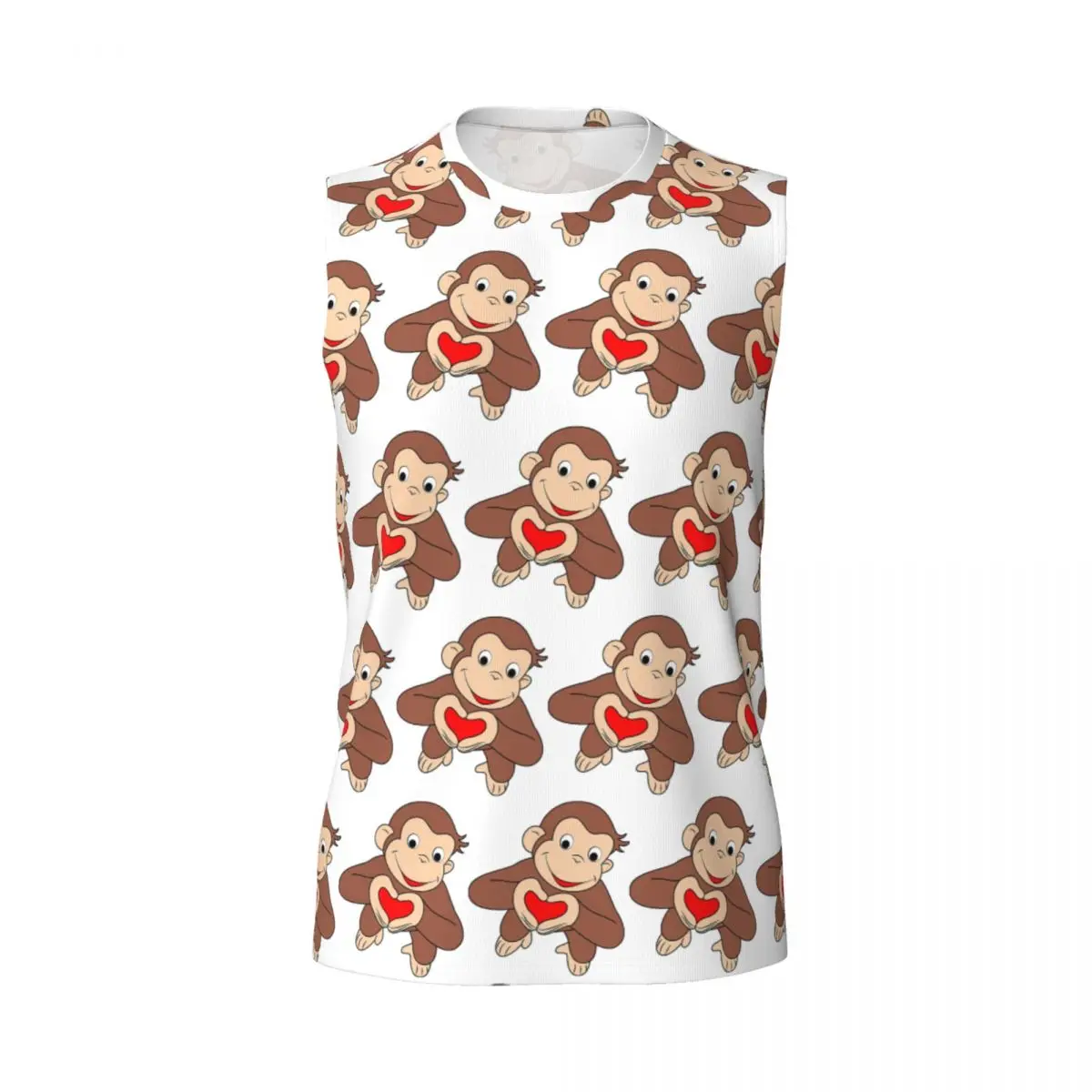 Curious George Is All Heart Men Printed Sleeveless T-shirt Casual Hip Hop Street Style Beach Holiday Tank Tops