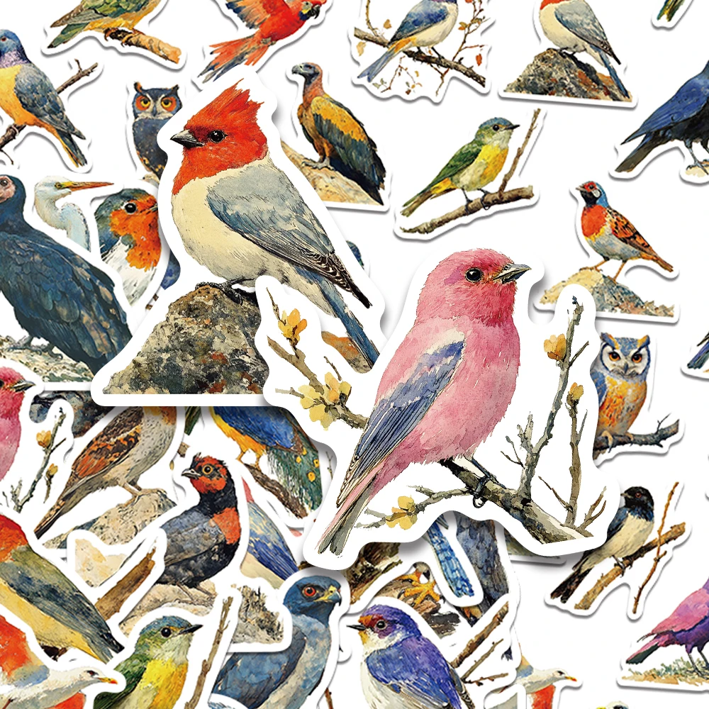 

50 шт. акварельные наклейки с странными птицами, наклейки для бутылки ноутбука, скрапбукинга, чемодана, сделай сам, мультяшные граффити, наклейки, креативные подарки