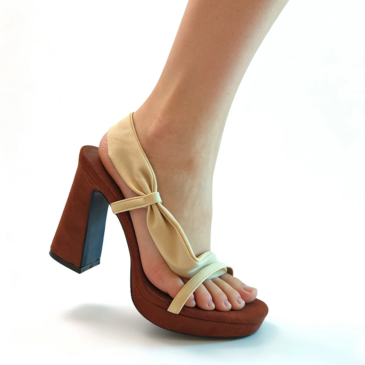 

Satin Women's High Heel Elegant Ladies Platform Mules Super Square Heel Party Dressy Shoes Summer Heels 11cm D900