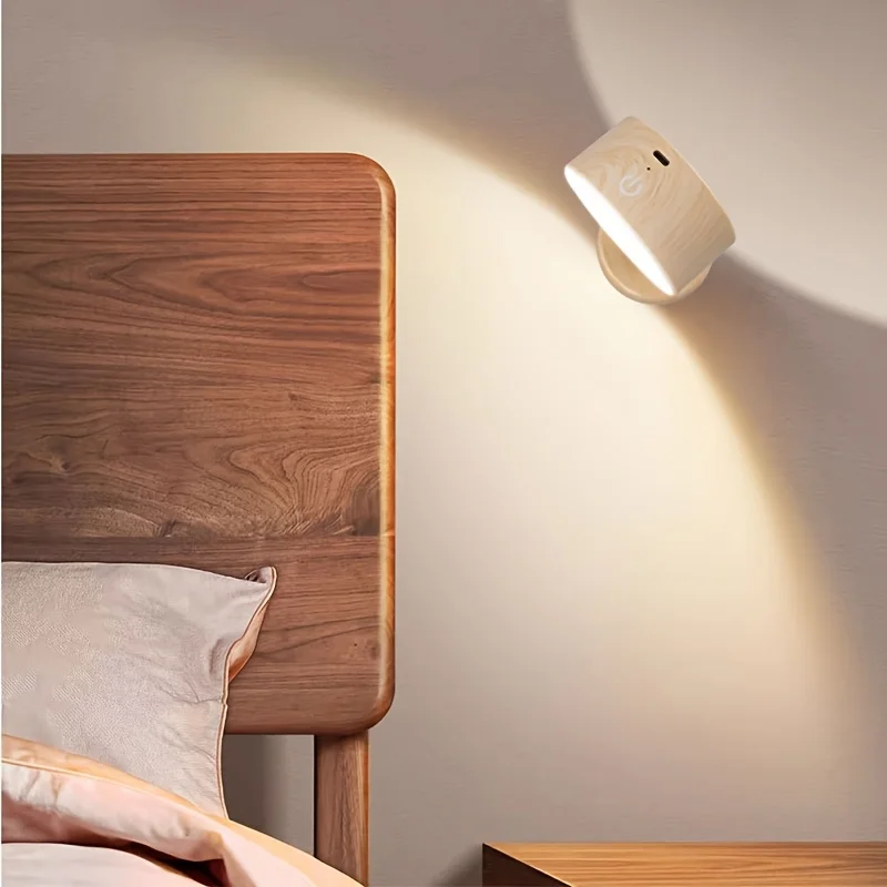 Magnetic Cordless Night Light 3 Color Temperatures & Dimmable Wall Lights 360° Rotation LED Wall Mounted Lights for Bedroom