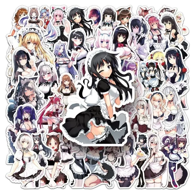 10/25/50pcs Giapponese Kawaii Cameriera Adesivi Del Fumetto Otaku FAI DA TE Casco Moto Ragazza Carina Decalcomanie Impermeabile Graffiti adesivi