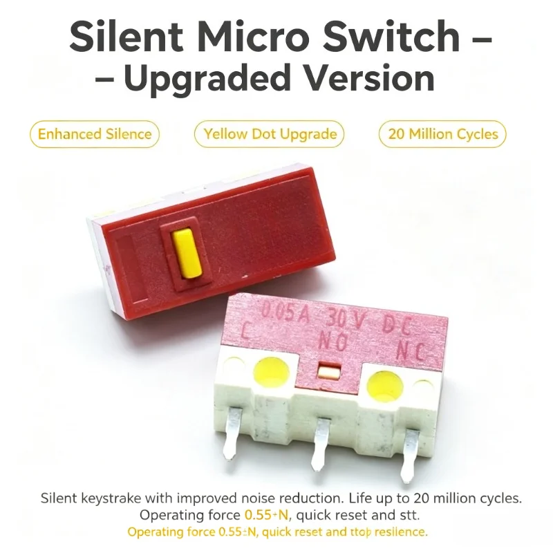 1/4/10Pcs 3Pin Silent Micro Switch 20 Millions Click Lifetime Computer Mouse Mute Micro Switches 3Pins