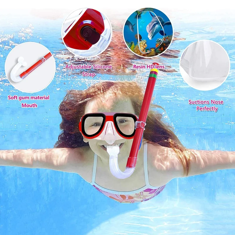 Kids Snorkel Set Snorkeling Gear Scuba Diving Snorkeling Glasses Set Semi-Dry Snorkel Equipment for Boys