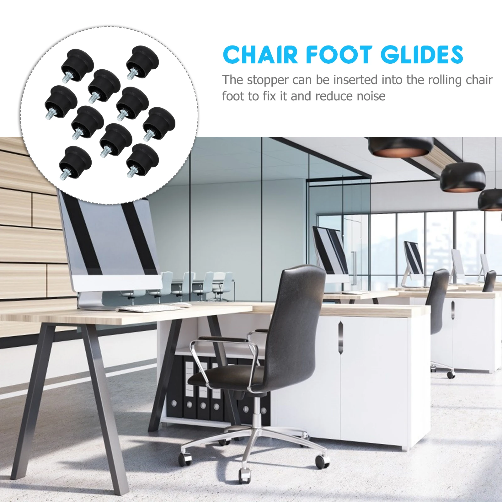 

10pcs Rolling Chair Feet Protectors Anti-Scratch Floor Pads For Office Chair Furniture Leg Caps Caster Wheel Stopper