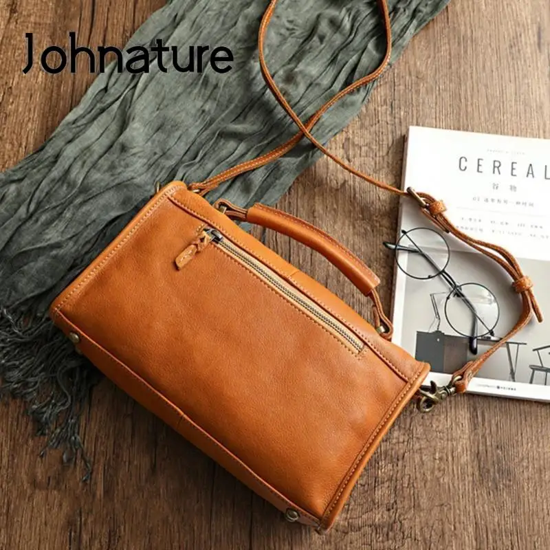 Johnature Handmade 2024 nuova borsa di lusso borsa da donna in vera pelle per il tempo libero borse a tracolla di grande capacità in morbida pelle