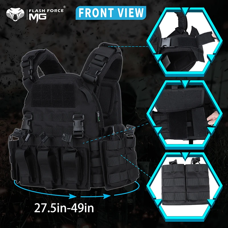 MGFLASHFORCE Tactical Vest Plate Carrier Hunting Vest Molle Airsoft Combat Vest for Men