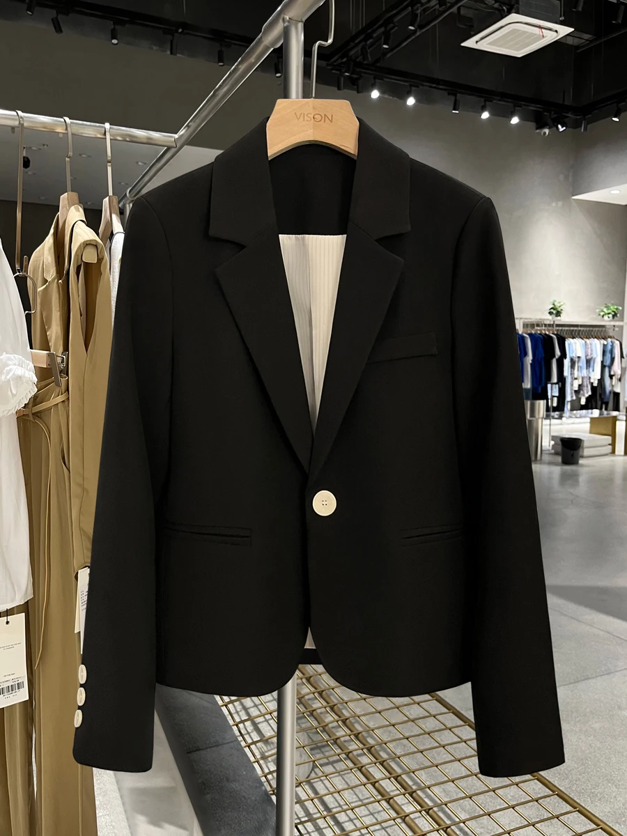 

Bla ort Tailored Jaet for Women Spring Autumn New Sle Student Slim Fit Formal Streetwear Polyester Commute Sle