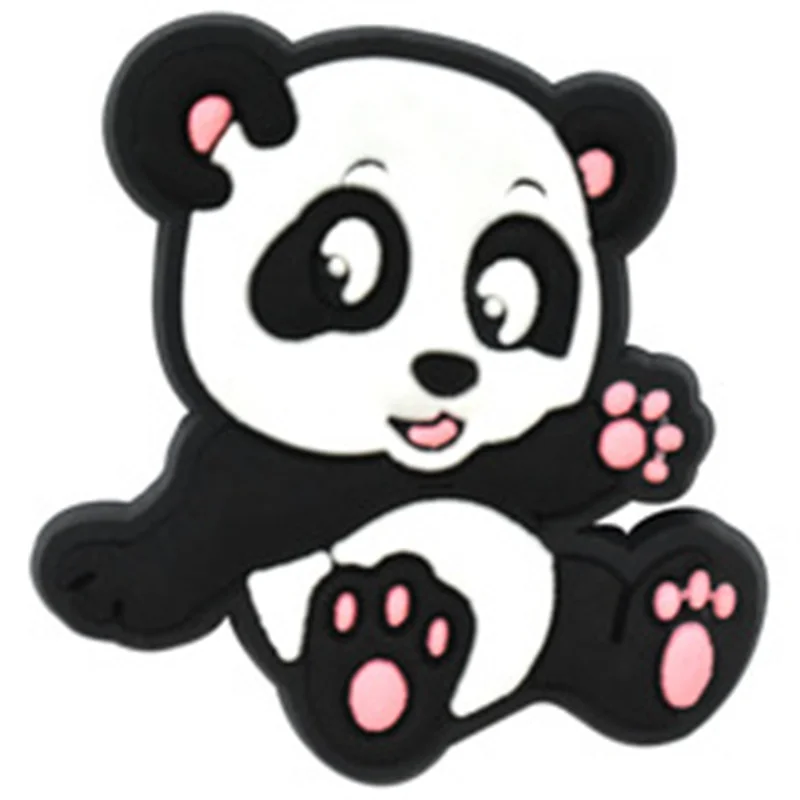 Cartoon Animal Panda Bamboo PVC Shoe Charms Buckle Clog Sandals Decoration Garden Shoes Button Accessories Children Gift