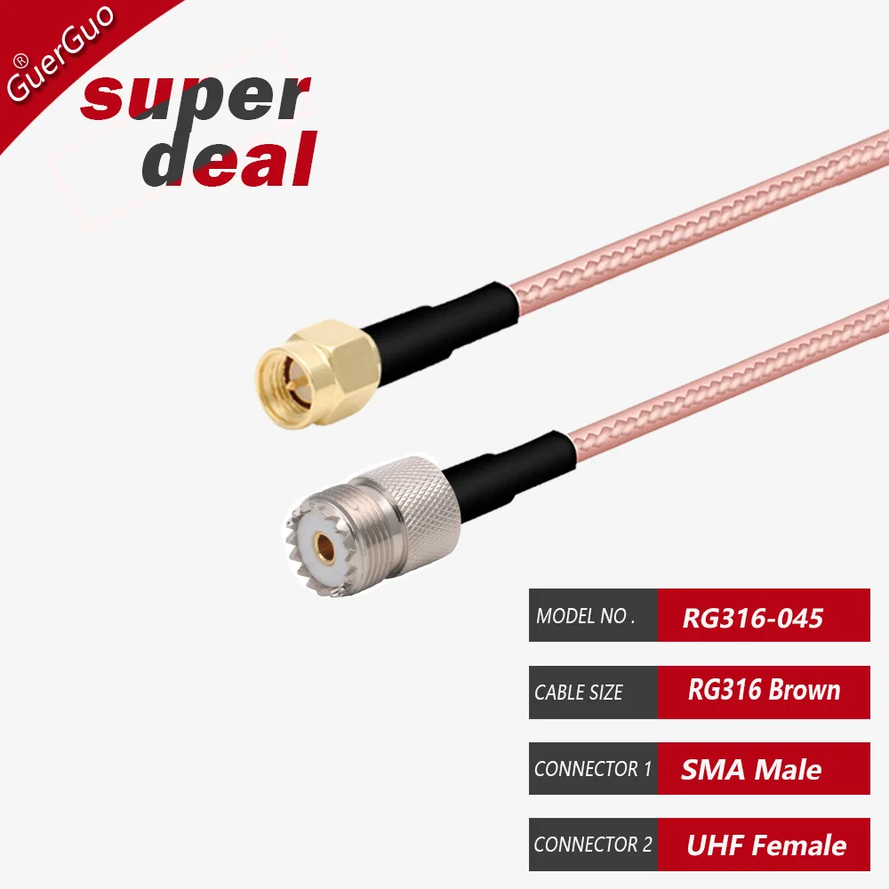 PL259 UHF Male to SMA Female Jack Connector SO239 UHF Female RF Coaxial Cable Jumper Pigtail for Router Antenna RG316 view 3