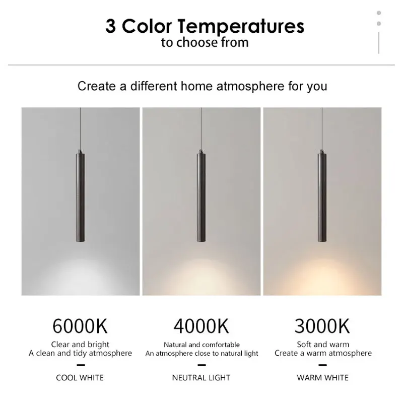 Black LED Cord Pendant Lights Decor for Bedroom TV Background Adjustable Suspended Hanging Chandelier Lamps for Dinning Room