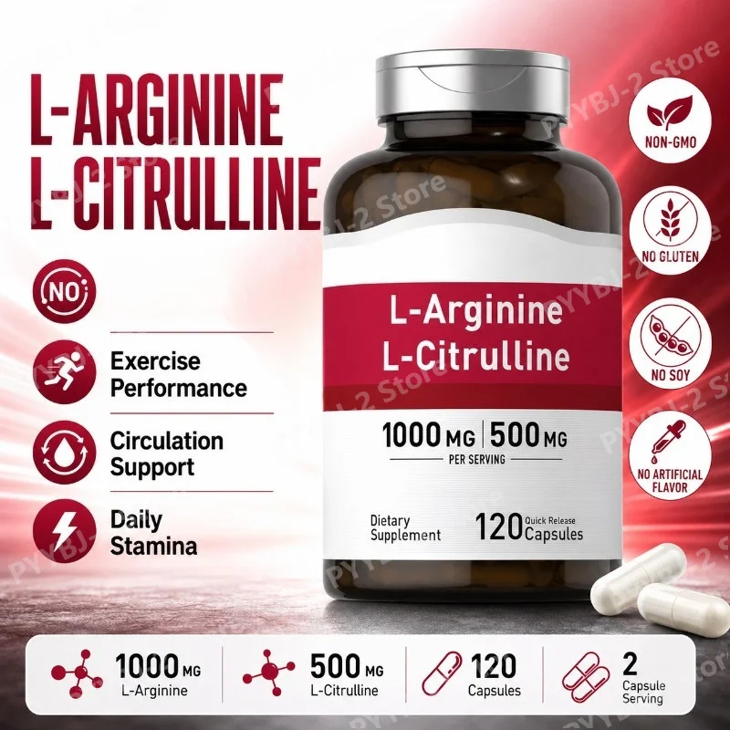 Amino Acid Supplement Capsules 120 Count Provide Energy & Healthy Living Support with 1000mg L-Arginine and 500mg L-Citrulline