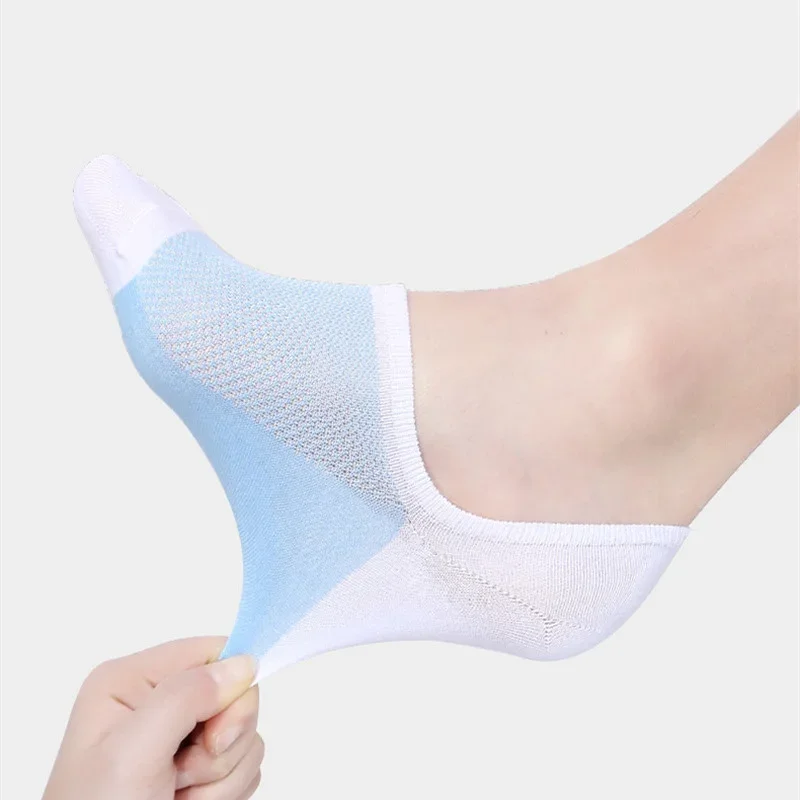 Men Socks Summer Thin Mesh Breathable Bamboo Fiber Low Cut Ankle Boat Socks Men Male Silicone Anti-Slip Invisible No Show Socks