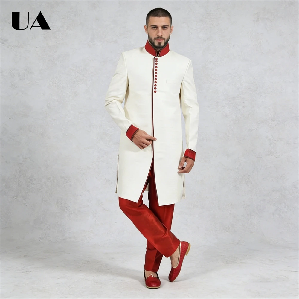 

Africa Style Formal Suit Set for Men, Wedding Groom Suits, Long Suit Coat Trousers Customized Mens Prom Suit Attire Traditional