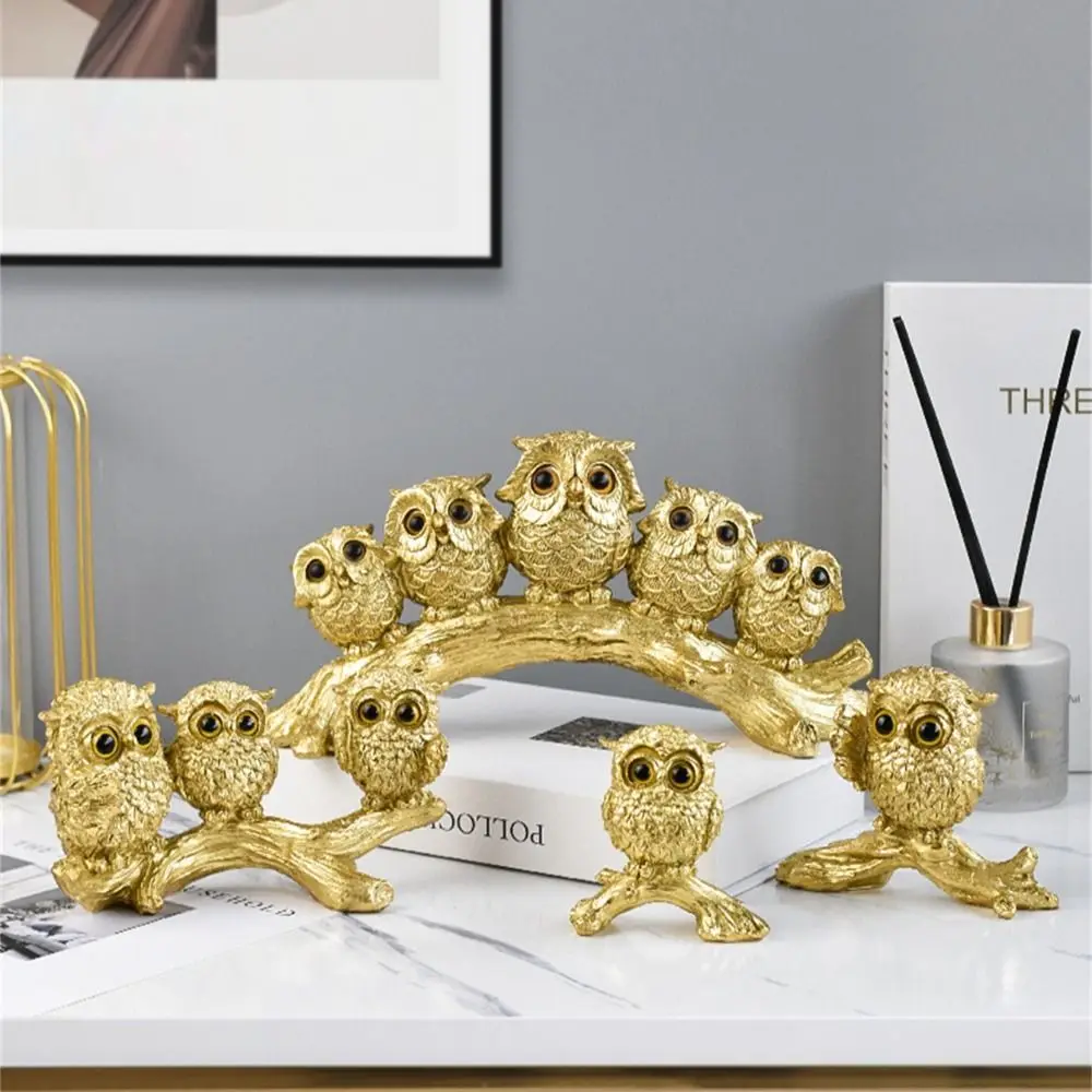 المشهد الصغير الراتنج البومة زخرفة الإبداعية لطيف الحيوان تمثال حية مقاوم للماء مصغرة تمثال النحت خزانة #3